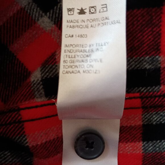 Tilley Plaid Flannel Long Sleeve Button-down Shirt Red Black Gray Men’s Size XL - Picture 5 of 13